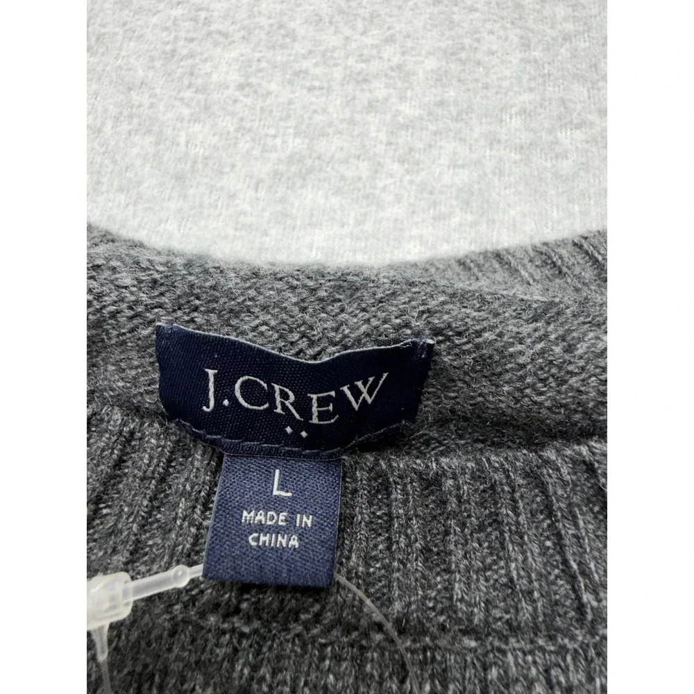 J.Crew Sweater Mens Large Gray Lambswool Crewneck Knit Pullover AA027